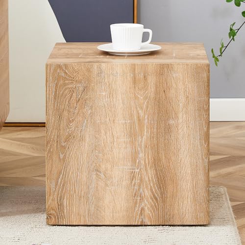 15.7" H Square Compact Coffee Table,Small Cube End Table,Modern Side Table with Stylish Wood Pattern,Minimalist Accent Table for Living Room,Office,Apartment,Nightstand(Wood,15.7") - color: Wood,15.7"h