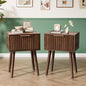 VINGLI Night Stand Set 2, Fluted Nightstands with Drawer, Mid Century Modern Nightstands Set of 2, Bedside Table, End Table, Wood Nightstand for Bedroom, Walnut, 15.75" W*11.81" D*21.85" H - color: Walnut, size: 15.7"W-1 Drawer