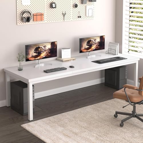 78.7 Inch Large Computer Desk, Modern Table with Thick Tabletop, Spacious Gaming Desk for 2 People, Study Writing Workstation for Home Office, Work from Home, White - color: White, size: 78.7x31.5inch