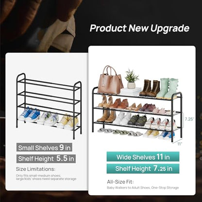 viewcare Long Shoe Rack for Closet, 3-Tier Extra Long Shoe Rack for Entryway & Garage, Sturdy Metal Construction, Shoe Organizer Holds 15-18 Pairs - size: 3-Tier(Extra Long)