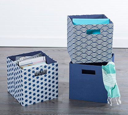 DII Poly-Cube Storage Collection Hard Sided, Collapsible Solid, Small, Nautical Blue - color: Nautical Blue, size: Small Square, 11x11x11"