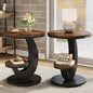 Tribesigns Round End Table Set of 2, 2 Tiers Side Table with Storage Shelf, Sofa Side Bedside Nightstand with Rustic Wood and Metal Arc-Shaped Frame for Small Spaces, Living Room, Bedroom (2PCS) - color: Brown