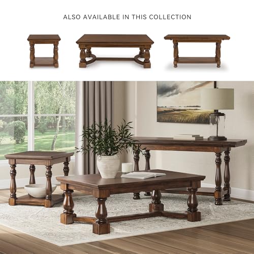 Signature Design by Ashley Sturlayne Transitional Coffee Table with Trestle Base, Dark Brown - color: Brown, style: Coffee Table