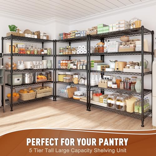 REIBII 5-Tier Wire Shelving Storage Shelves Metal Shelves,1020 LBS Adjustable Heavy Duty Metal Shelving Units and Storage for Garage Pantry Kitchen Bathroom 29" W X 14" D X 63" H - size: 5 Tier-14"D x 29"W x 63"H