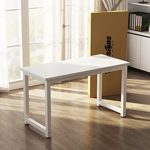 Tribesigns Modern Simple Computer Desk, 47 inch Office Desk Computer Table, Study Writing Study Desk for Home Office, White - color: White, size: 47*23.6 inch