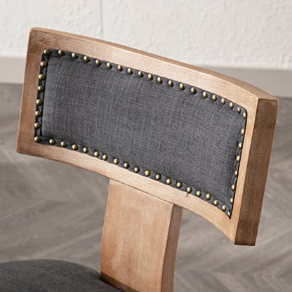 RIVOVA Mid Century Modern Dining Chairs Set of 4 Linen Fabric Upholstered Kitchen Side Chairs with Nailhead Trim, Modern Kitchen Armless Solid Wood Dining Chairs, Charcoal - color: Charcoal Nailhead