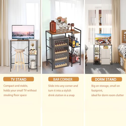 Mini Fridge Stand with Storage Shelves, Heavy Duty Metal Mini Fridge Stand 3-Tier Fridge Cabinet Baker Rack for Microwave Coffee Maker, Dorm,Kitchen, Apartment, 33.4Wx15.7Dx37.2H, Brown