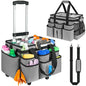 Large Rolling Cleaning Caddy Bag with Detachable Trolley,Cleaning Cart on Wheels with Shoulder Strap,Cleaning Supplies Organizer for Housekeepers,Gray - color: Grey