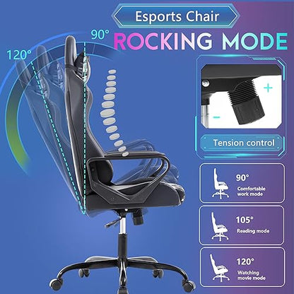 PayLessHere Ergonomic Racing Desk Chair Gaming Chair Computer Chair with Armrests 360° Swivel & Caster Pu Desk Task Chair Executive Headrest Lumbar Support for Back Pain Women Men and Adults (Camo) - color: Camo