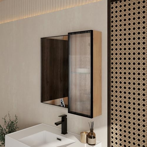 10" Bathroom Wall Mirror Cabinet with Acrylic Door – Bathroom Wall Mounted Cabinet with Adjustable Glass Shelf, Reversible Door (Left or Right), Space-Saving Storage for Toiletries & Cosmetics - size: 10"-H
