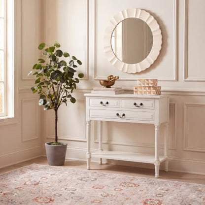 SAFAVIEH Furniture - Primrose 3-Drawer Console Table - Distressed White - Solid Wood - Farmhouse Classic Design - Ideal for Entryway, Living Room, Hallway, 23.5" W x 13" D x 29.5" H (CNS5707A) - color: Distressed White