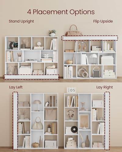 VASAGLE Bookcase Open Storage Shelf, 9.4 x 49.6 x 39.4 Inches | Bookshelf 3-tier book shelf, Cloud White, CUSTOS Collection, ULBC454W01 - color: Cloud White, size: 11 Cubes (9.4"D x 39.4"H), style: 1 Pack