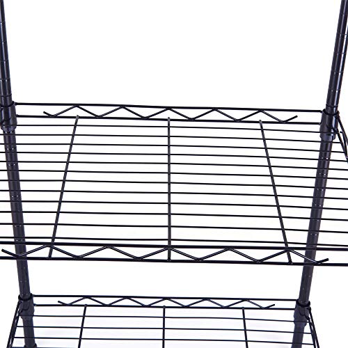 FOXHOLE 4-Tier Wire Shelving Unit Black Metal Storage Rack 17.72" W x 11.81" D x 49.61" H - size: 17.72" W x 11.81" D x 49.61" H