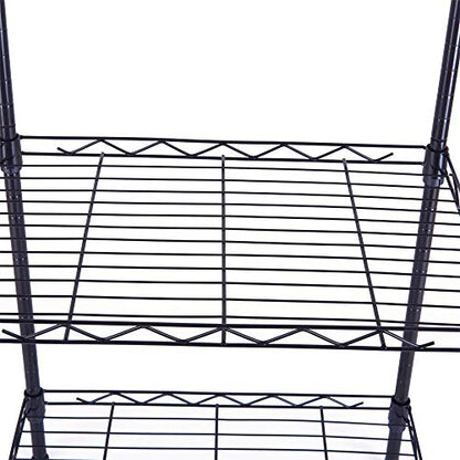 FOXHOLE 4-Tier Wire Shelving Unit Black Metal Storage Rack 17.72" W x 11.81" D x 49.61" H - size: 17.72" W x 11.81" D x 49.61" H
