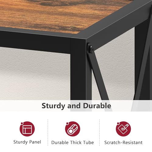 Console Table 41.8", 2 Tier Industrial Entryway Table with Shelves | Narrow Sofa Table with Stable X-Frame, Entrance Table for Entryway, Hallway, Living Room, Foyer, Office, Rustic Brown - color: Rustic Brown