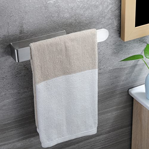 Taozun Towel Holder 11.8 Inch Brushed Hand Towel Rack Bathroom Towel Bar Adhesive Towel Ring Stainless Steel Hand Towel Hanger, Stick on Wall | Hand Towel Hanger, Self Adhesive, Stainless Steel, Brushed Finish, Silver, No Drilling, Sturdy, Space saving, S