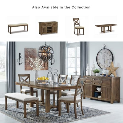 Signature Design by Ashley Moriville Casual Rustic Upholstered Dining Bench, Grey & Brown - color: Brown, size: Dining Height