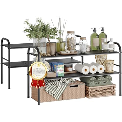 NETEL 2 Pack Under Sink Organizers and Storage,Expandable Under Cabinet Organizer Shelf with 8 Removable Panels,Expandable Shelf for Cupboard,Kitchen,Bathroom,Shoe Storage Rack - size: 8 Panels-2 Pack