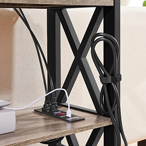 Topeakmart 40 Inch Console Table with 2 Outlets and 2 USB Ports, Extra Long Entryway Table with Drawer and X-Shaped Design, Narrow Sofa Table for Living Room and Hallway Gray - color: Grey, style: with Power Outlet