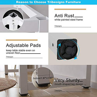 Tribesigns Modern Simple Computer Desk, 47 inch Office Desk Computer Table, Study Writing Study Desk for Home Office, White - color: White, size: 47*23.6 inch