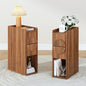 Narrow Nightstands Set of 2 for Bedroom, Mid Century Modern Wooden Bedside with 2 Drawers, Fluted Skinny End Table, 8 Inch Wide Slim Side Tables for Small Spaces - color: Walnut X40