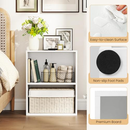 Giantex 2-Cube Bookshelf and Bookcase, 2-Layer Storage Shelf w/Large-Capacity Open Storage Space for Living Room Bedroom Study Office, Multi-Functional Furniture Display Cabinet, White | Display Shelf with Open Storage Space for Living Room, Home Office,