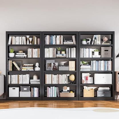 OSEILLC Bookcase, 5-Shelf Heavy Duty Metal Bookcase, Adjustable Bookshelf with Large Capacity, Book Shelf for Home Office, Living Room, Garage (Black) - color: Black, size: 69"H x 31.5"W