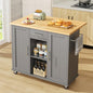 JY QAQA 42" Kitchen Island with Storage on Wheels, Rolling Table with Drop Leaf, Drawers, Cart Handle for Towel Rack or Free Movement, Gray - color: Grey