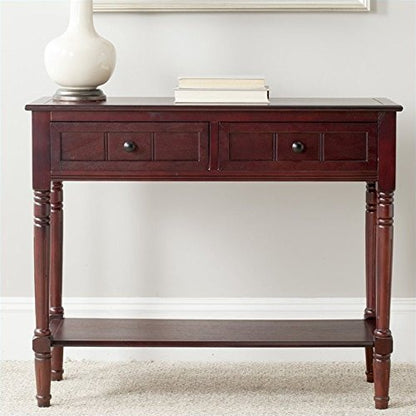 SAFAVIEH Furniture - Samantha 2-Drawer Console Table - Dark Cherry - Solid Wood - Classic Storage Design - Ideal for Entryway, Living Room, Hallway, 35.8"W x 13.8"D x 29.5"H (AMH5710D) - color: Dark Cherry