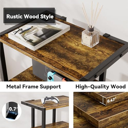 Aquzee AV Media Stand with Wheels, 4-Tier Game Console Shelf, Rolling Media Cart for Small Space, Stereo Racks and Stands, Ideal for Record Player, Game Console, DVD Player, and Projector, Wood