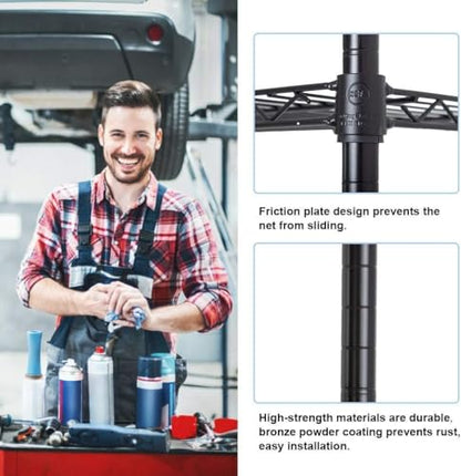 Meet perfect 6-Tier Wire Shelving Unit, 72" H x 42" W x 16" D Heavy Duty Metal Storage Shelves, 1500LBS Total Weight Capacity Adjustable Standing Shelf Rack with Leveling Feet - color: Black, size: 6-Tier, 72"H × 42"W × 16"D