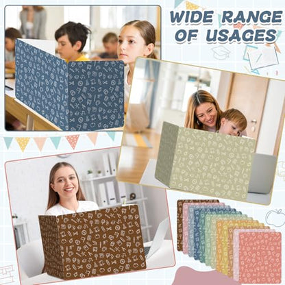 gisgfim 24 Pack Privacy Shields for Student Desk Colorful Desk Dividers Durable Privacy Folders Testing Dividers Shield Study Boards Panel Partition for Classroom Teacher Back to School Supplies - style: Colorful
