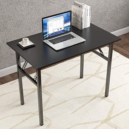 Need Computer Desk Folding Table Writing Desk/Compact Desk/Foldable Desk with BIFMA Certification, No Install Needed, Black AC5CB-100-60 - color: Black & Black Frame, size: 39inch