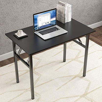 Need Computer Desk Folding Table Writing Desk/Compact Desk/Foldable Desk with BIFMA Certification, No Install Needed, Black AC5CB-100-60 - color: Black & Black Frame, size: 39inch