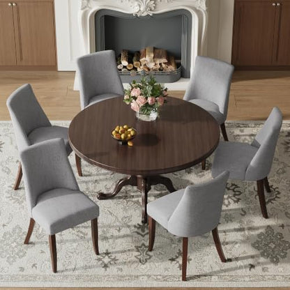 COLAMY Upholstered Dining Chairs Set of 6, Mid Century Modern Kitchen Chairs with Back, Farmhouse Fabric Side Dining Room Chairs with Wood Legs for Dining Room Restaurant, Light Grey - color: Light Grey, size: Set of 6
