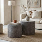 Nesting Coffee Table Set of 2, Modern Round Wooden Coffee Tables, Accent End Side Table for Small Space Living Room,Stone Gery - color: Stone Gery