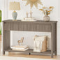 BON AUGURE Console Table with Storage, 47In Entryway Table with Drawers, Grey Couch Tables Behind Sofa, Narrow Sofa Tables with 2-Tier Shelf for Living Room, Hallway, Front Door, Greige Oak - color: Greige Oak