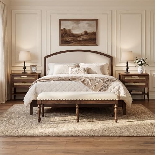 SICOTAS Night Stand Set 2,Rustic Nightstand Set of 2 with Drawer and Shelf | Large Bedside Table for Bedroom, Mid Century Modern Nightstand, 25.7" Tall Side End Table, Espresso Walnut, 2 Pieces - color: Espresso Walnut, size: 2 Pieces