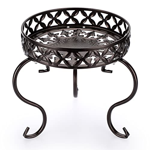 OwnMy Metal Round Plant Stand Indoor Outdoor Flower Pot Holder, Heavy Duty Iron Plant Stand Display Potted Rack for Home, Garden, Patio, Dark Brown - color: Dark Brown
