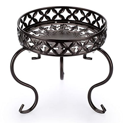 OwnMy Metal Round Plant Stand Indoor Outdoor Flower Pot Holder, Heavy Duty Iron Plant Stand Display Potted Rack for Home, Garden, Patio, Dark Brown - color: Dark Brown