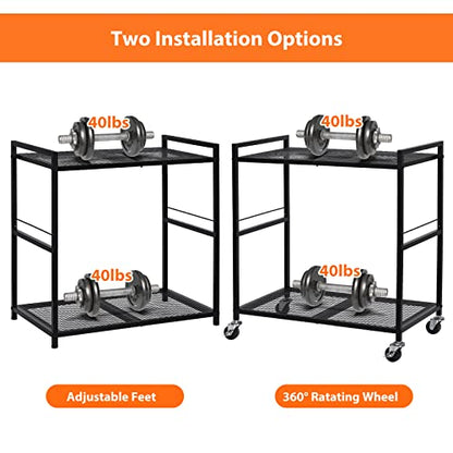 OYEAL Computer Tower Stand, PC Tower Stand Metal Rolling Cart Holds up to 40lbs, 2 Tier Mobile Printer Stand with Storage Under Desk for Home & Office, Black - color: Black