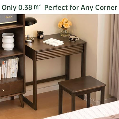 YESWOOD Solid Wood Desk, Walnut Finish Small Writing Desk, Home Office Desk, Computer Desk with 2 Drawers for Small Spaces Study Room Office Bedroom Work 23.62" W - size: 23.62"W