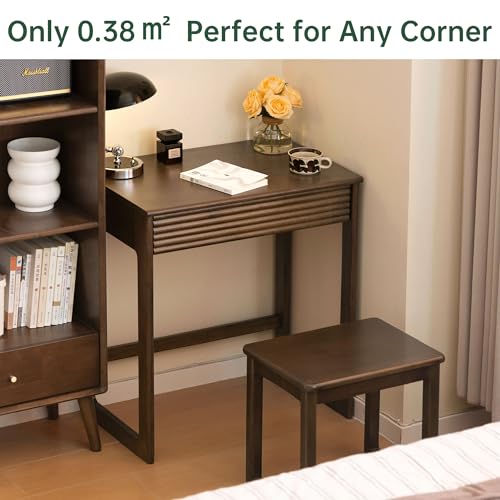 YESWOOD Solid Wood Desk, Walnut Finish Small Writing Desk, Home Office Desk, Computer Desk with 2 Drawers for Small Spaces Study Room Office Bedroom Work 31.49" W - size: 31.49"W