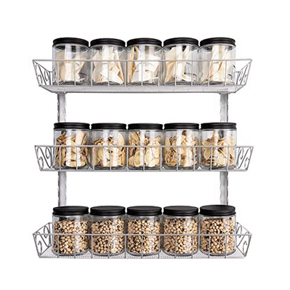 SWOMMOLY Adjustable Wall Mount Spice Rack, 3-Tier Dual-use (Multi-use) Organizer, Silver - color: Silver, size: 3-Tier