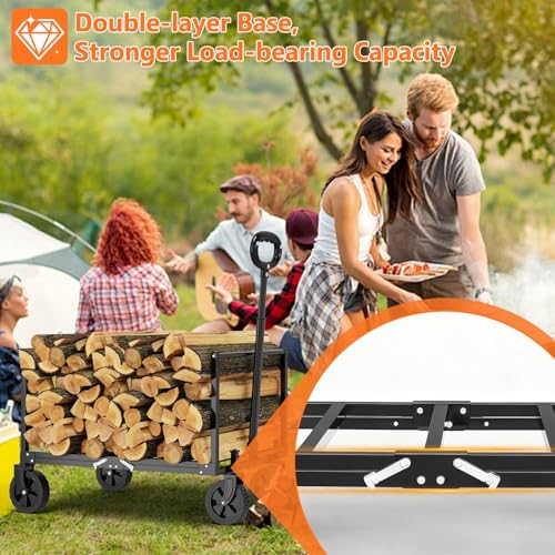 3 in 1 Wagons Carts Foldable with 360LBS Capacity, 120L Heavy Duty Collapsible Wagon, Utility Wagon Cart with Wheels for Grocery, Camping, Shopping, Beach, Garden Black
