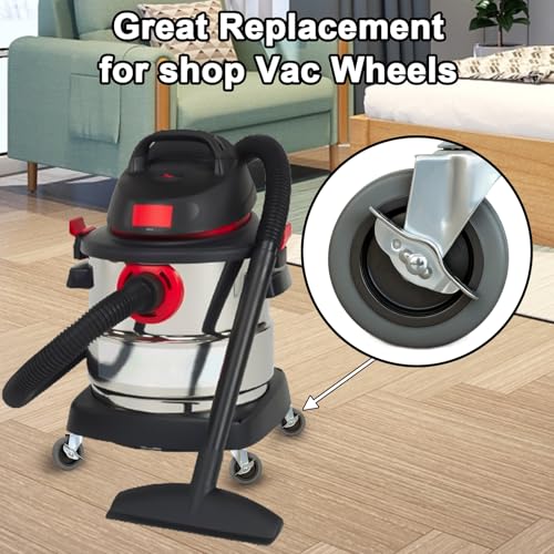 4 Inches Stem Caster Wheels,7/16-Inch Stem Diameter Rubber Casters Set of 4 with Side Brake,Heavy Duty TPR Replacement Wheels for Utility Cart Rubbermaid Mop Bucket Shop Vac Weber Grills - 4 Pack - style: 7/16"x1-3/8"(with brake)