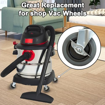 4 Inches Stem Caster Wheels,7/16-Inch Stem Diameter Rubber Casters Set of 4 with Side Brake,Heavy Duty TPR Replacement Wheels for Utility Cart Rubbermaid Mop Bucket Shop Vac Weber Grills - 4 Pack - style: 7/16"x1-3/8"(with brake)