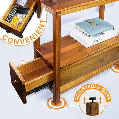 ENKEZI Narrow End Table with Drawer and Shelf – Slim Side Table for Small Spaces, Nightstand for Bedroom or Living Room, Small Bedside Table (Bottom Drawer) - style: Bottom Drawer