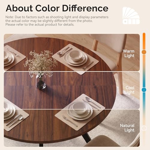 Miereirl 42.13" Round Dining Table for 4, Modern Kitchen Table with Open Storage Shelf, Wood Dining Table for Dining Room, Apartment, Small Spaces - color: Walnut