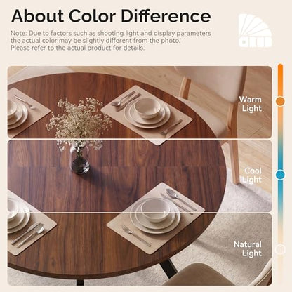 Miereirl 42.13" Round Dining Table for 4, Modern Kitchen Table with Open Storage Shelf, Wood Dining Table for Dining Room, Apartment, Small Spaces - color: Walnut